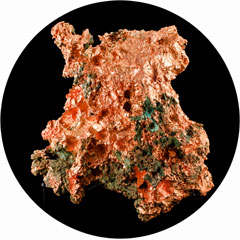 Large copper ore specimen in a natural formation